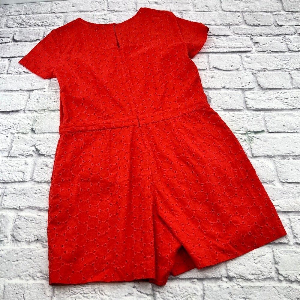 Banana Republic Womens Red Eyelet Lace Romper Short Sleeve Size 6 - Picture 3 of 10